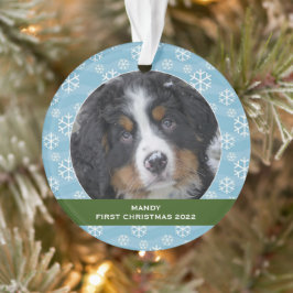 Snowflakes gepersonaliseerde hond Eerste kerstfoto Ornament