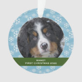 Snowflakes gepersonaliseerde hond Eerste kerstfoto Ornament (voorkant)