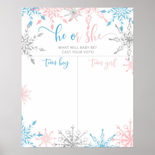 Snowflakes Geslacht Jongen- of meisjeskaart Poster (Voorkant)