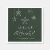 Snowflakes Glitter Green Winter Bridal Shower Servet (Voorkant)