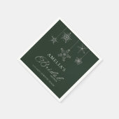 Snowflakes Glitter Green Winter Bridal Shower Servet (Hoek)