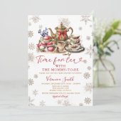 Snowflakes Glitter Time for Tea Baby Shower  Kaart (Staand voorkant)