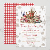 Snowflakes Glitter Time for Tea Baby Shower  Kaart (Voorkant / Achterkant)