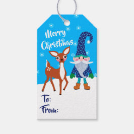 Snowflakes Gnome Cute Deer Cadeaulabel