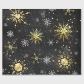 Snowflakes Gold Black Xmas kerstcadeaus Cadeaupapier (Vlak)