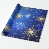 Snowflakes Gold Blue Xmas kerstcadeaus Cadeaupapier (Uitgerold)