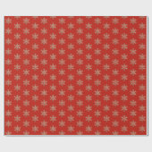 Snowflakes Gold- en rood kerstpatroon Cadeaupapier (Vlak)