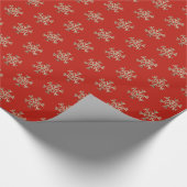 Snowflakes Gold- en rood kerstpatroon Cadeaupapier (Hoek)