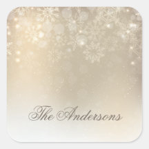 Snowflakes Gold-gepersonaliseerde holida | Sticker