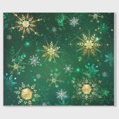 Snowflakes Gold Green Xmas kerstcadeaus Cadeaupapier (Vlak)