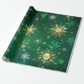 Snowflakes Gold Green Xmas kerstcadeaus Cadeaupapier (Uitgerold)