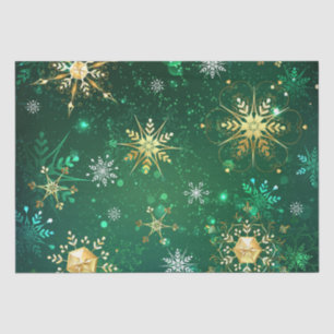 Snowflakes Gold Green Xmas kerstcadeaus Tissuepapier