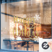 Snowflakes Gold Happy Holiday, winkelvensterklarin Raamsticker (Cafe Raam)