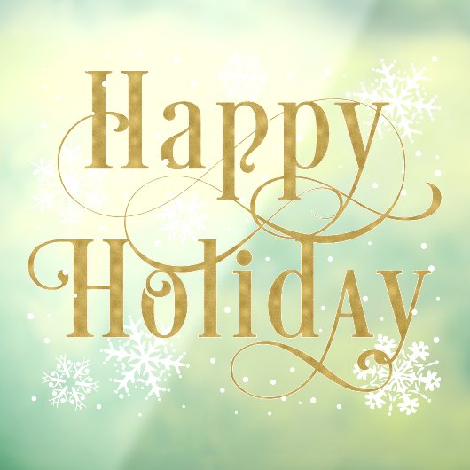 Snowflakes Gold Happy Holiday, winkelvensterklarin Raamsticker (Vel 3)