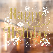 Snowflakes Gold Happy Holiday, winkelvensterklarin Raamsticker (Vel 2)