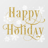 Snowflakes Gold Happy Holiday, winkelvensterklarin Raamsticker (Vel)
