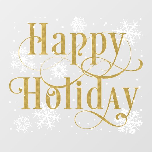 Snowflakes Gold Happy Holiday, winkelvensterklarin Raamsticker (Vel)