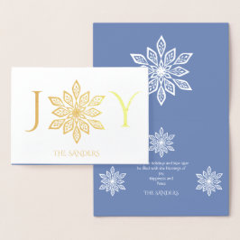 Snowflakes Gold Holiday Blauwe Groeten Folie Kaarten