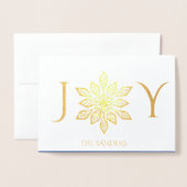 Snowflakes Gold Holiday Blauwe Groeten Folie Kaarten (Voorkant met envelop)