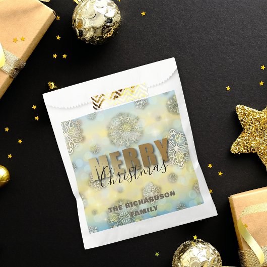 Snowflakes Gold Merry Kerstmis Bedankzakje
