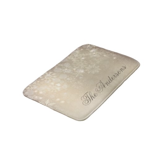 Snowflakes Gold Persoonlijke feestdag | Bath Mat (Gekanteld)