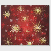 Snowflakes Gold Red Xmas kerstcadeaus Cadeaupapier (Vlak)