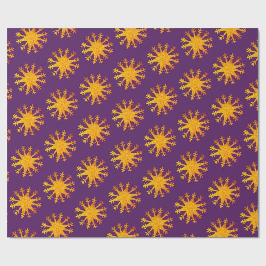 Snowflakes Gold Suns Cadeaupapier (Vlak)