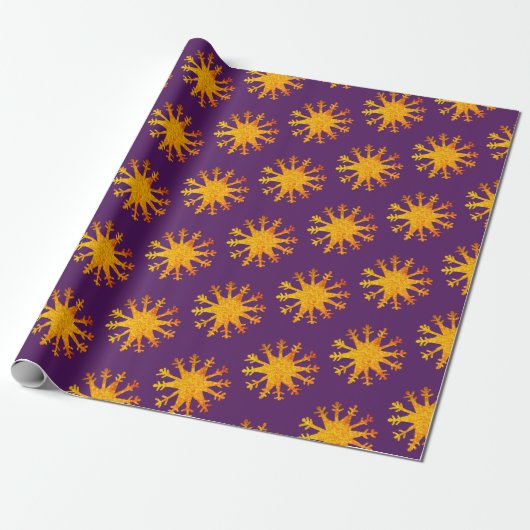 Snowflakes Gold Suns Cadeaupapier (Uitgerold)