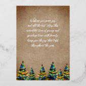 Snowflakes Gold voor Waterverf met kerstbomen Folie Feestdagenkaart (Achterkant)