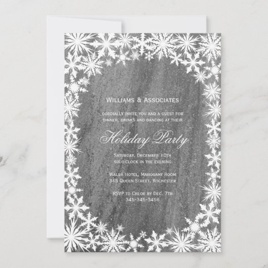 Snowflakes & Granite Corporate Holiday Uitnodiging (Voorkant)