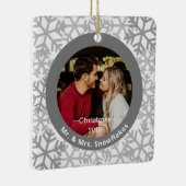 Snowflakes Gray-foto kerstversiering Keramisch Ornament (Rechts)