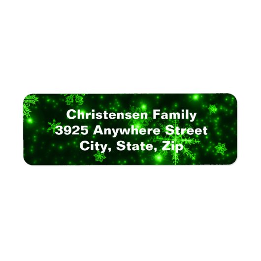 Snowflakes Green Background Return Address Labels (Voorkant)