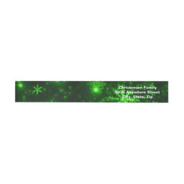 Snowflakes Green Background Wrap Adresetiketten Omwikkelbaar Adreslabel