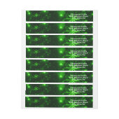 Snowflakes Green Background Wrap Adresetiketten Omwikkelbaar Adreslabel (Vel)