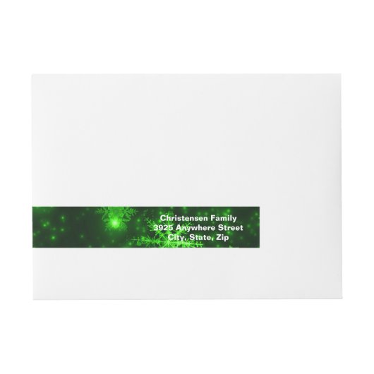 Snowflakes Green Background Wrap Adresetiketten Omwikkelbaar Adreslabel (Voorkant)