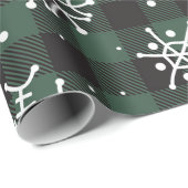 Snowflakes Green Black Buffalo Play Cadeaupapier (Rol Hoek)