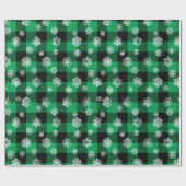 Snowflakes Green Buffalo Pset l Kerstmis Patroon Cadeaupapier (Vlak)