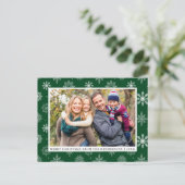 Snowflakes Green Feestdagenkaart (Staand voorkant)