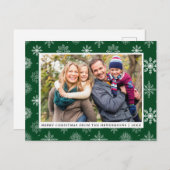 Snowflakes Green Feestdagenkaart (Voorkant / Achterkant)