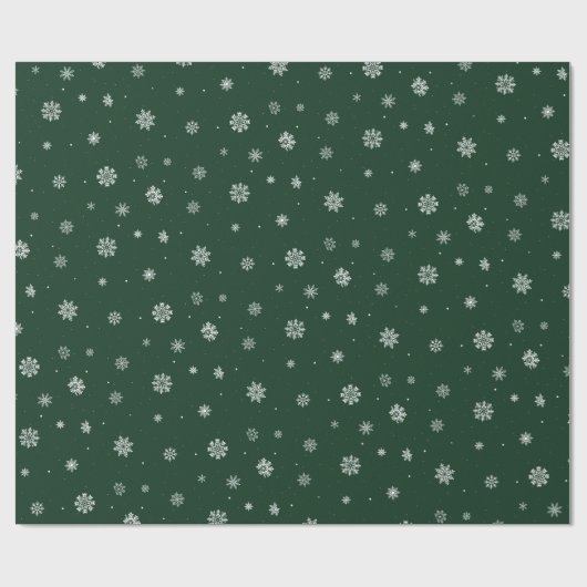 Snowflakes Green Holiday Cadeaupapier (Vlak)