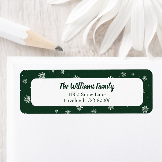 Snowflakes Green Holiday Etiket