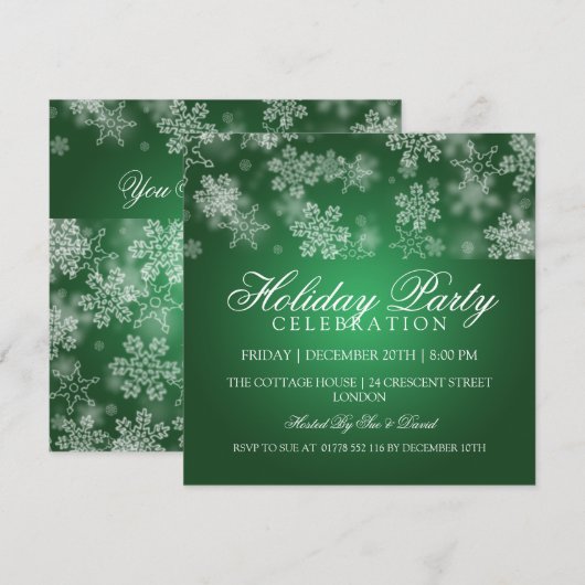 Snowflakes Green Kaart (Voorkant / Achterkant)