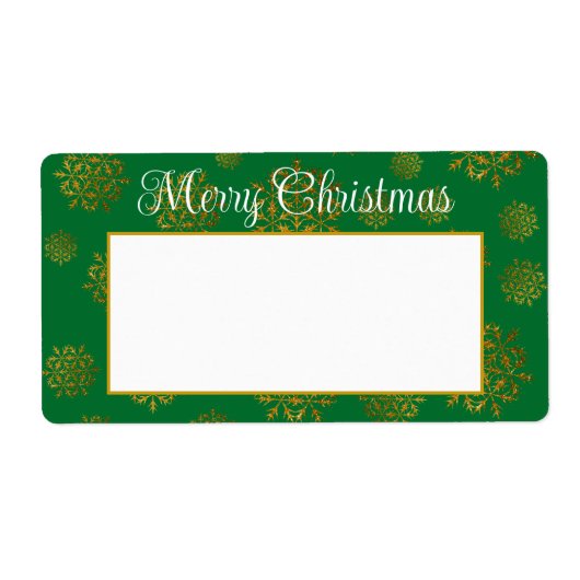 Snowflakes Green Kerstmis Verzendlabels Etiket (Voorkant)