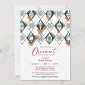 Snowflakes Green Ornament Christmas Exchange Party Kaart (Voorkant)