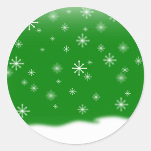 SNOWFLAKES GREEN RONDE STICKER