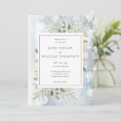 Snowflakes Greenery laat foto Winter Weddenschap Kaart (Staand voorkant)