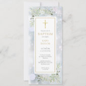 Snowflakes Greenery Winter Baptism Christening Inv Kaart (Voorkant)