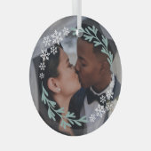 Snowflakes & Greenery Wreater Your Photo Glas Ornament (Voorkant Rechts)