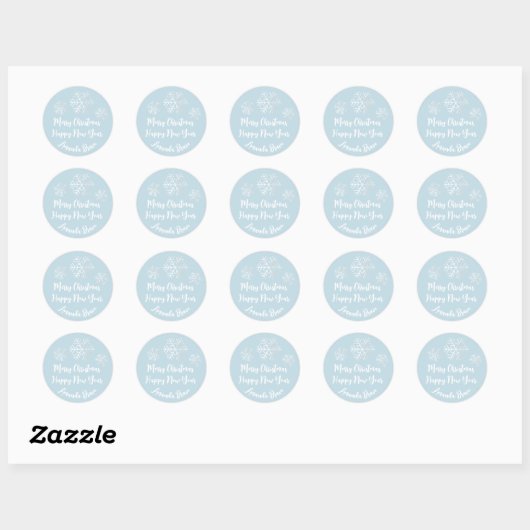 Snowflakes Grey Blue Ronde Sticker (Vel)