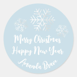 Snowflakes Grey Blue Ronde Sticker